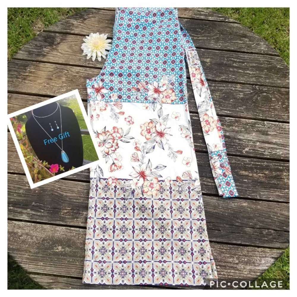 NWOT Indian Triple Pattern Wide Leg Palazzo Pants